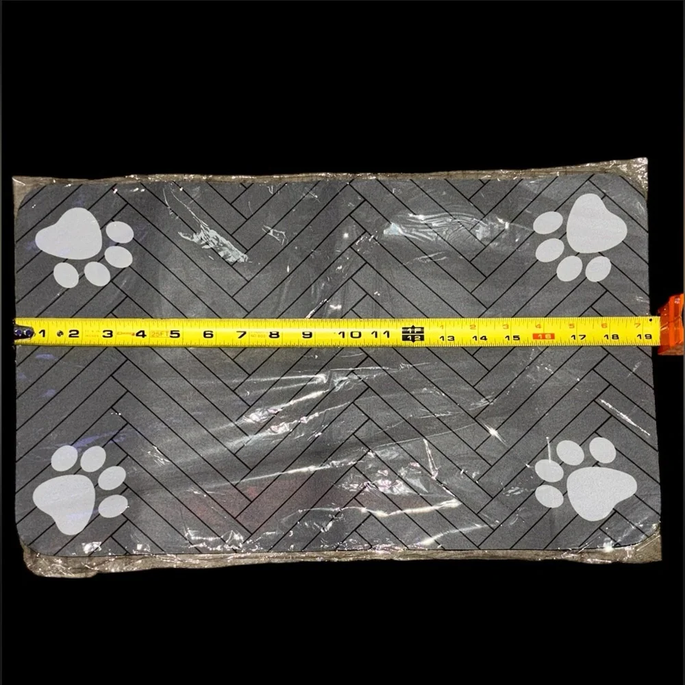 Gray Pet Mat with Paw Prints